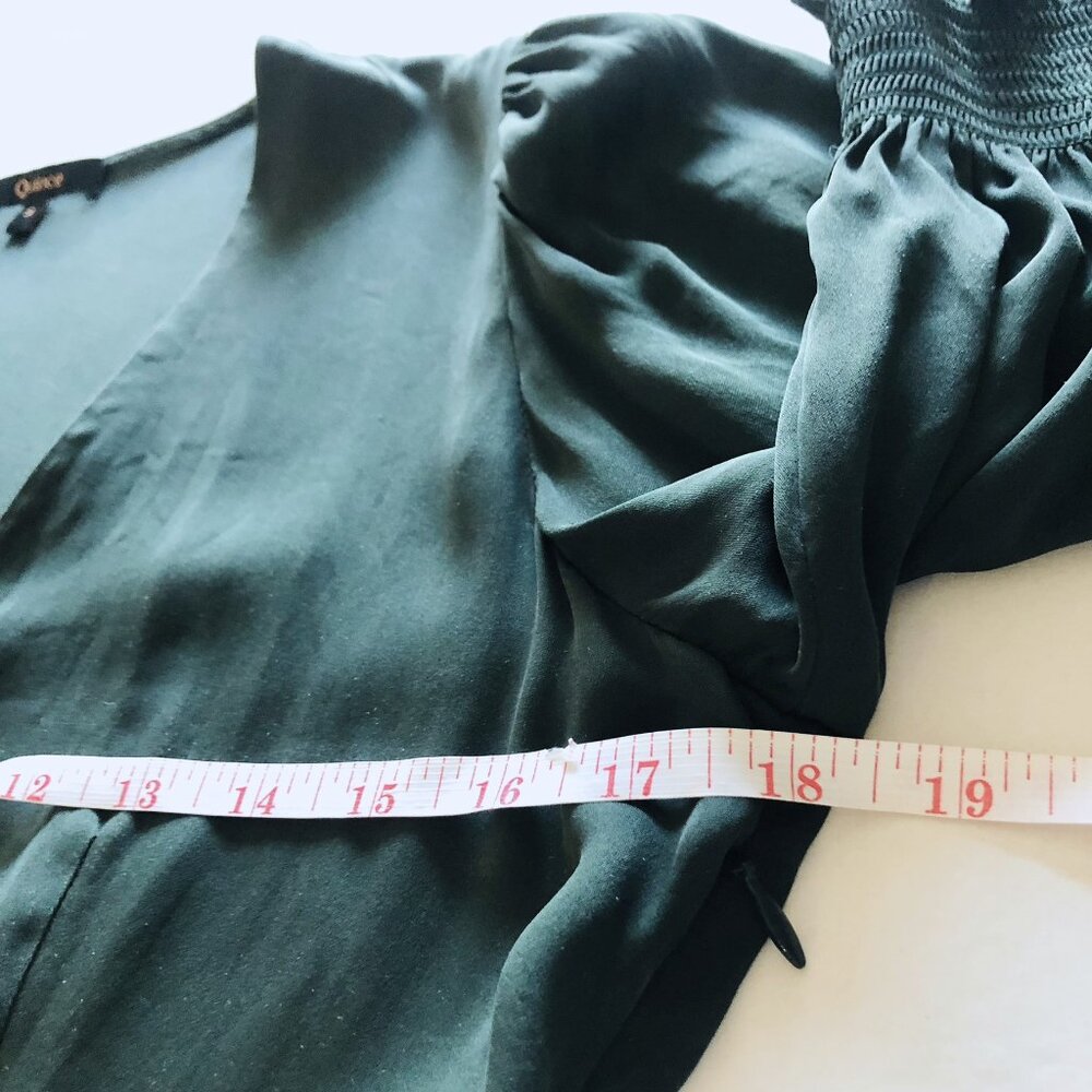 Quince Womens Washable Stretch Silk Puff Sleeve Mini Dress Size S Forest Green - Picture 8 of 11